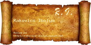 Rakovics Ibolya névjegykártya